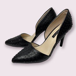 French Connection Forever Studded Heels/Pumps Black Vegan Leather Women's Sz 7.5